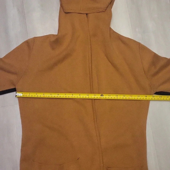 🛍Rachel Zoe Hooded Tan and Black Open Front Cardigan Womens Size Small - Picture 6 of 8